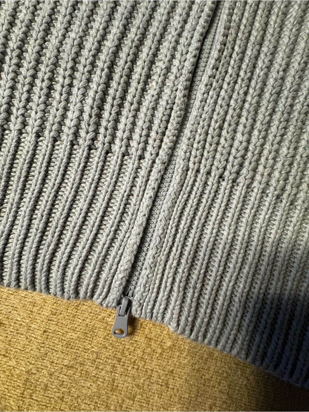 Cropped Rib-Knit Zip Sweater Jacket - Light Gray - Picture 3 of 6